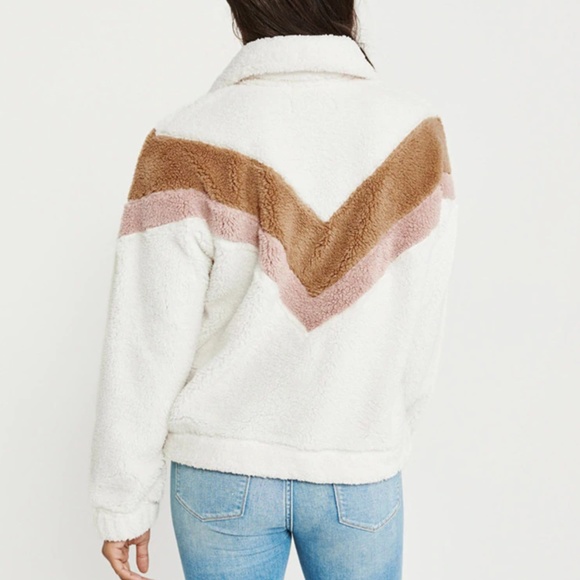 Pink White Fleece Pullover Sherpa Quarterzip - Picture 3 of 5